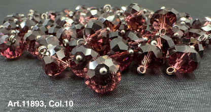 Glass buttons for sewing in a rich purple color with faceted design from Buttonology Inc.