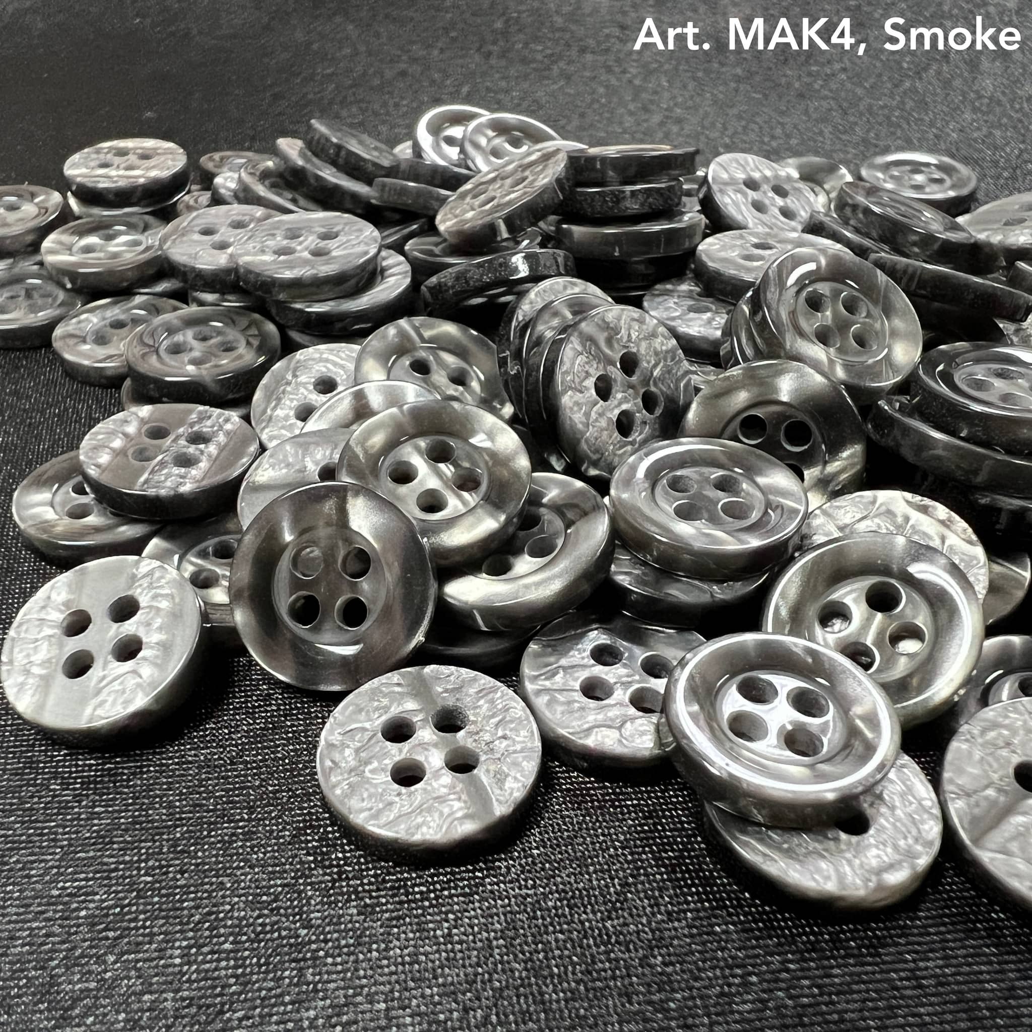 Collection of high-quality craft buttons online in Smoke color by Buttonology Inc.