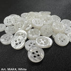High-quality craft buttons online in white with four holes and intricate designs for custom projects