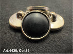 Horn shank button for coats with black center and silver metal shank from Buttonology Inc
