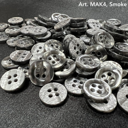Smoke colored buttons from Buttonology Inc demonstrating how to choose buttons for DIY clothes projects