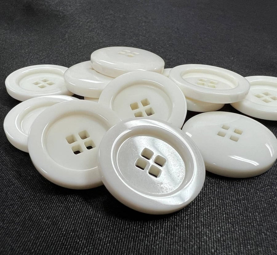 Polyester resin buttons, close-up