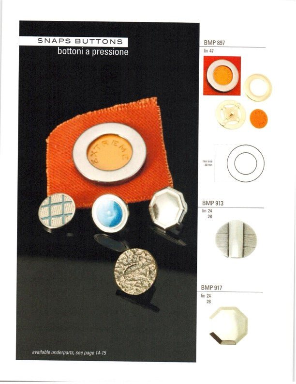 Snaps and cufflinks sample card