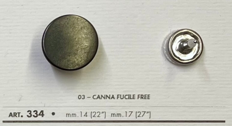 Buttonology Inc jean button replacement in matte black finish showing front and back views with size details