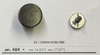 Metal jeans button for sewing in black, featuring a smooth surface and attached prong