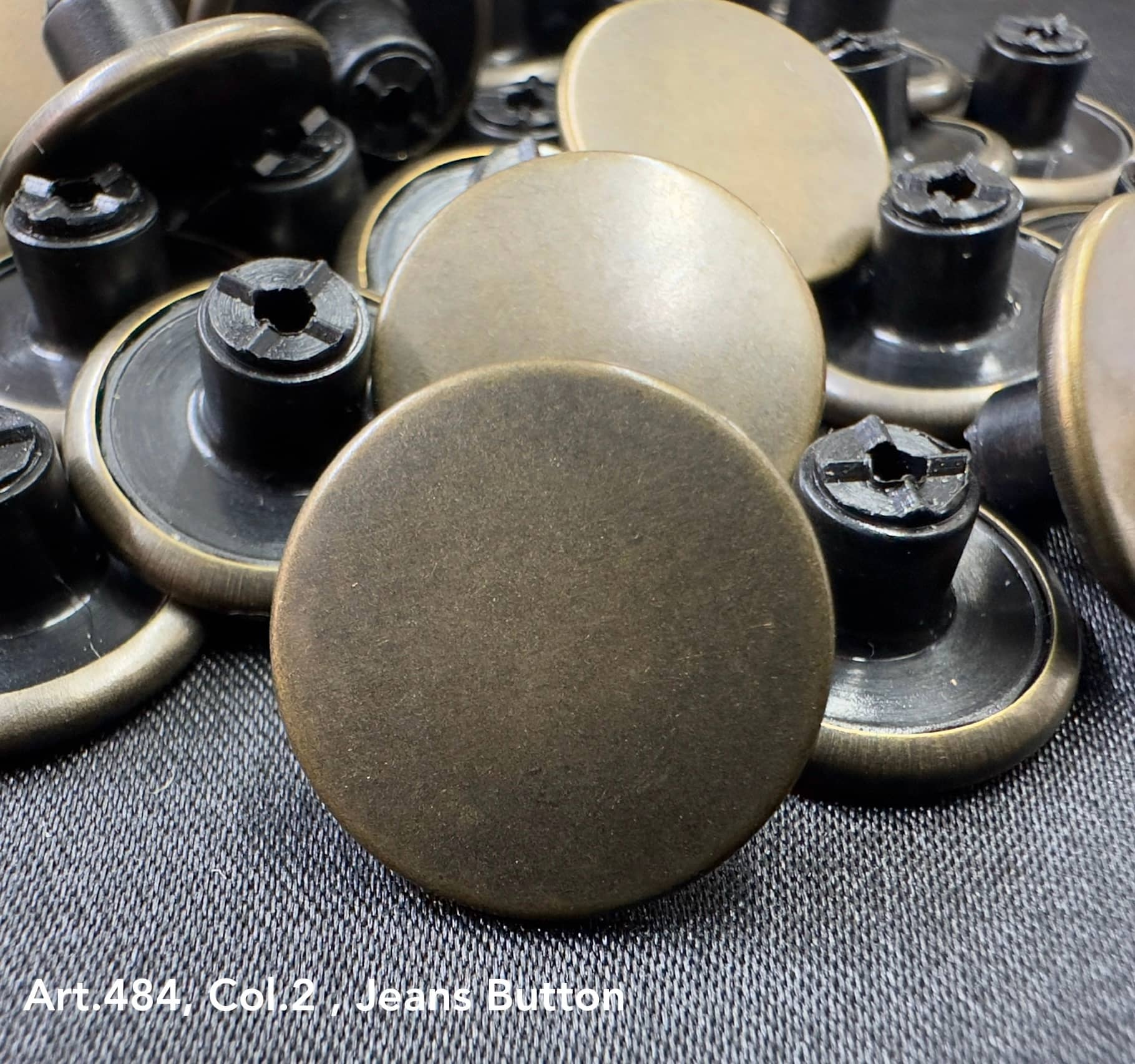 Trimming Shop 50 Bottoni Jeans In Ottone Gunmetal 14mm Con Perni E Attrezzo Di Fissaggio Manuale - JB44