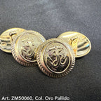 Nautical gold buttons with anchor design by Buttonology Inc on black fabric background