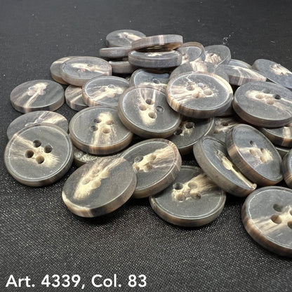 Plastic buttons sewing buttons in gray and beige tones with four holes, ideal for crafts and clothing