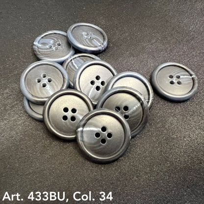 Premium 4-hole sewing buttons in black with a glossy finish for versatile crafting and tailoring projects