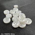 Set of White Premium Garment Buttons for Shirts with Four Holes for Easy Sewing