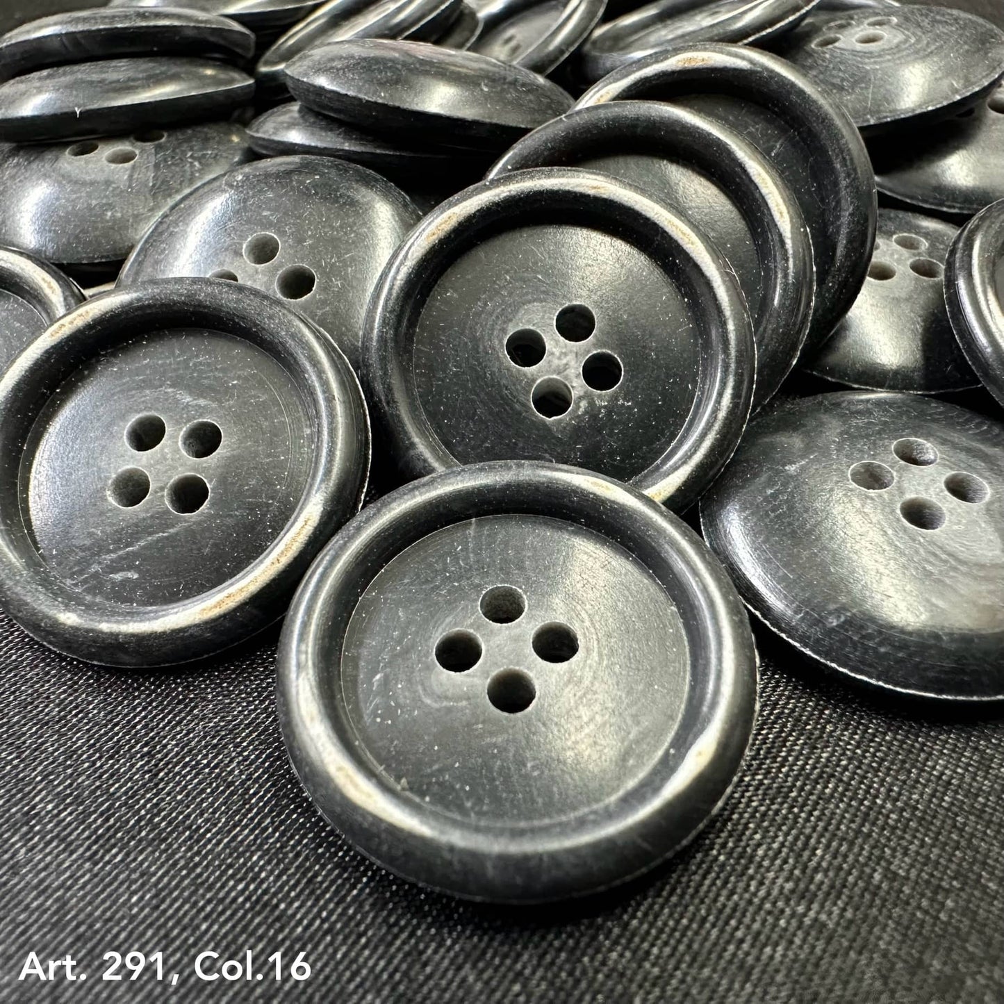 Collection of Black Premium Sewing Buttons for Clothes with Four Holes by Buttonology Inc.