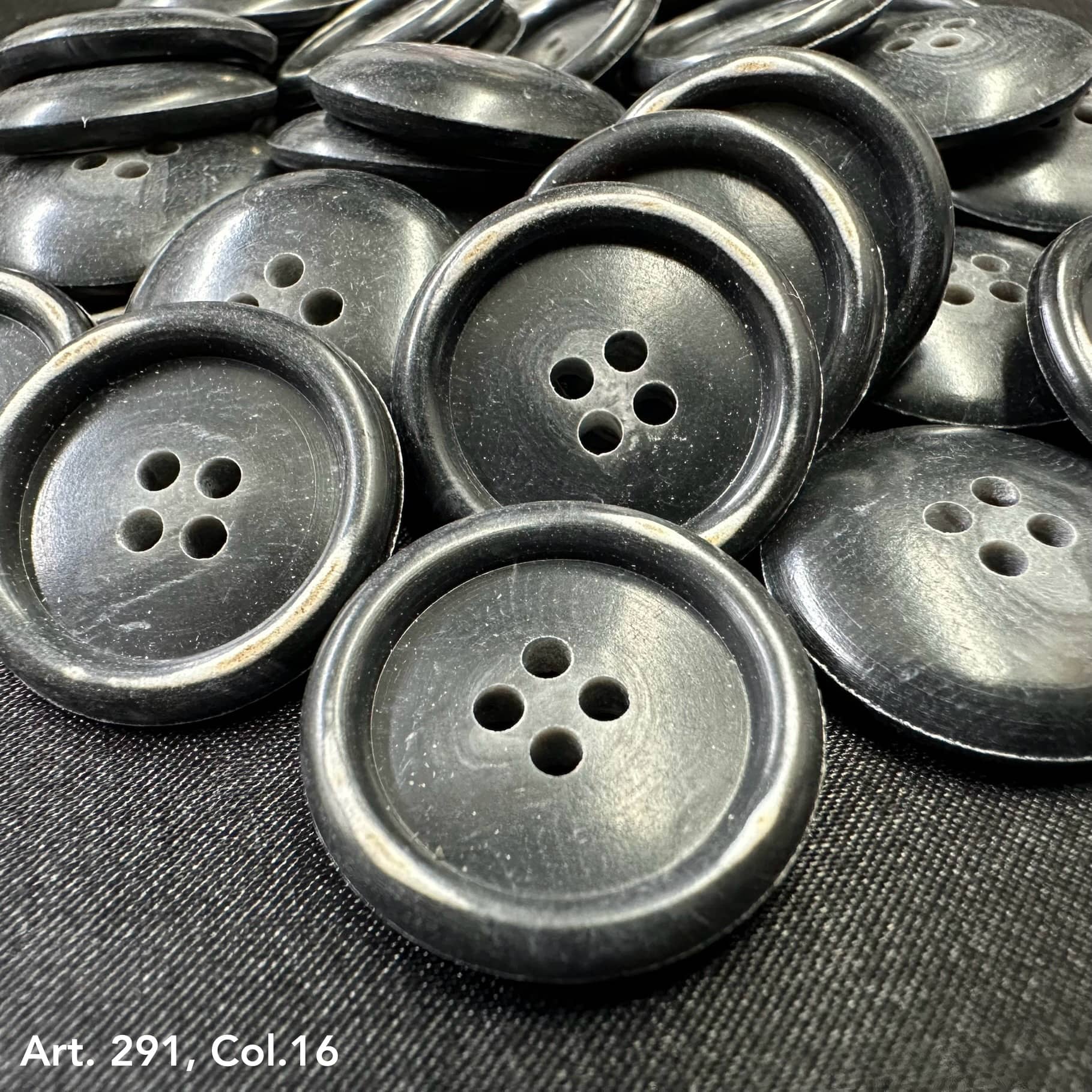 Collection of Black Premium Sewing Buttons for Clothes with Four Holes by Buttonology Inc.