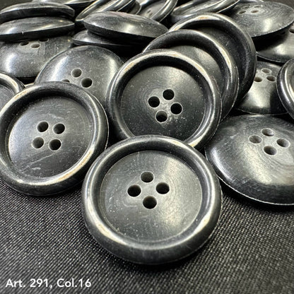 Collection of Black Premium Sewing Buttons for Clothes with Four Holes by Buttonology Inc.