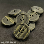 Set of premium sewing buttons for clothing in black and gray marble design with four holes each