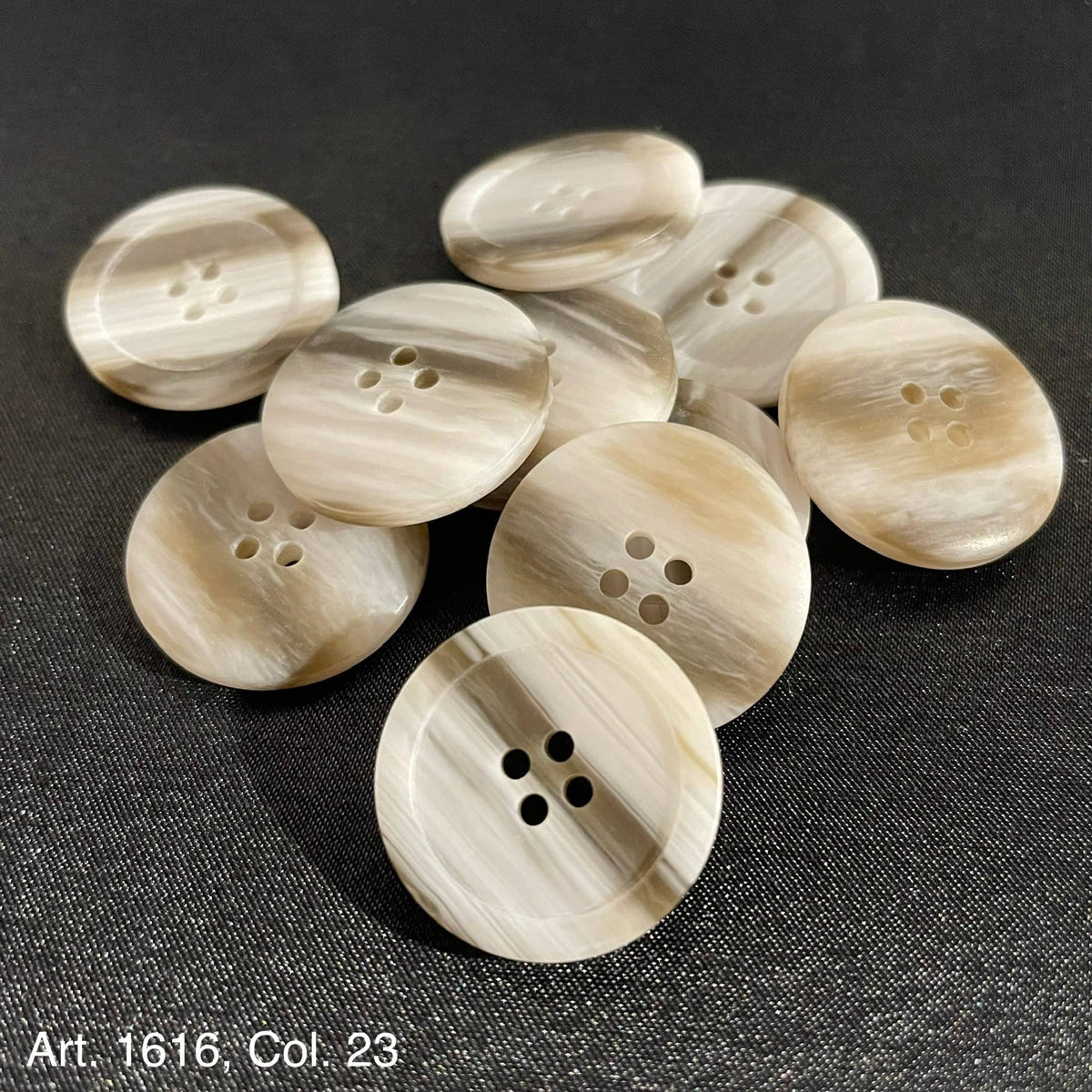 Set of stylish premium sewing buttons for clothing in a natural color with four holes each
