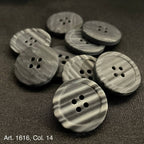Premium sewing buttons for clothing in gray marbled design, perfect for elegant garment details
