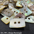 Rectangle shell buttons for clothing in various natural shades by Buttonology Inc