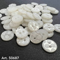 Buttonology Inc white round mother of pearl effect unique decorative sewing buttons with floral four hole pattern