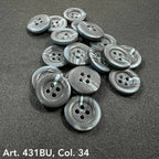 Collection of gray marbled sewing buttons for garments with four holes for easy attachment