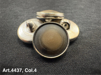 Buttonology Inc urea shank buttons in metal finish with smooth rounded top and sturdy shank back