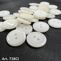 White two hole sewing buttons from Buttonology Inc in various sizes for crafting and garment repair