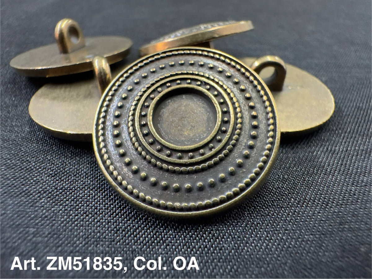 Buttonology Inc antique brass shank button with concentric dotted design metal buttons for garments